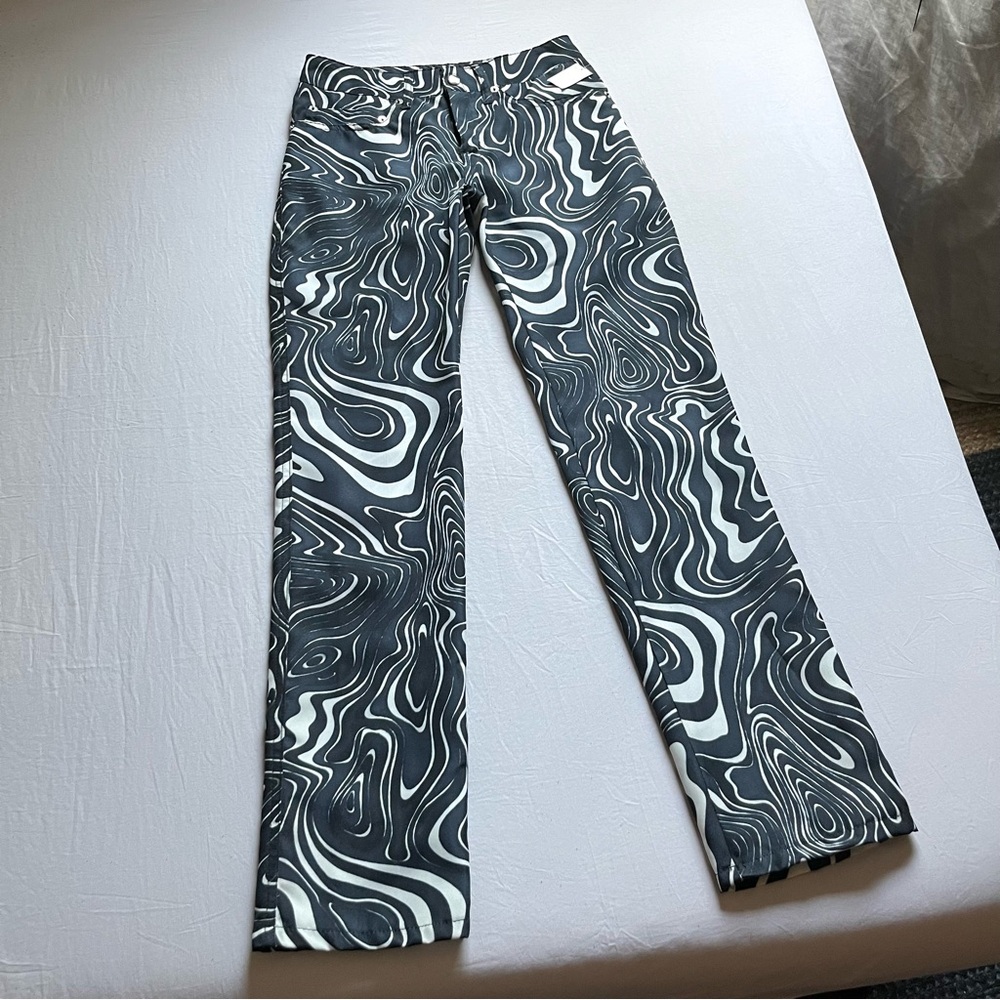 TRIPP NYC vintage swirl black and white slim straight pants‎